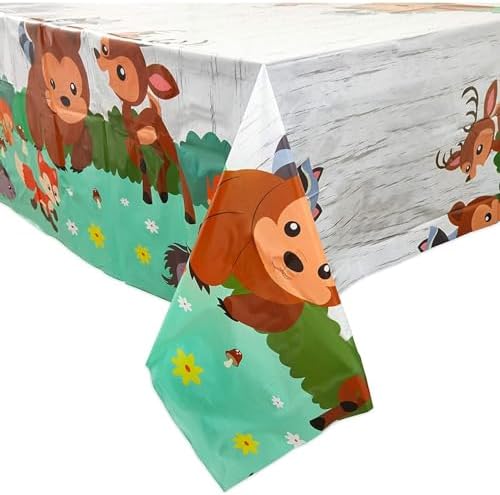 BLUE PANDA Woodland Animals Tablecloth 54x108in 3 Pack