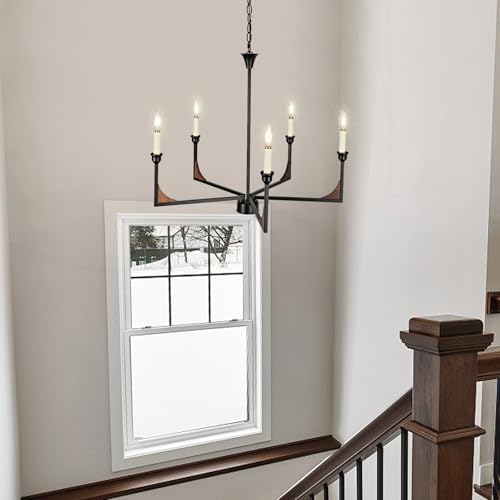 276 Inch Rustic Wood Chandelier 5 Light Farmhouse