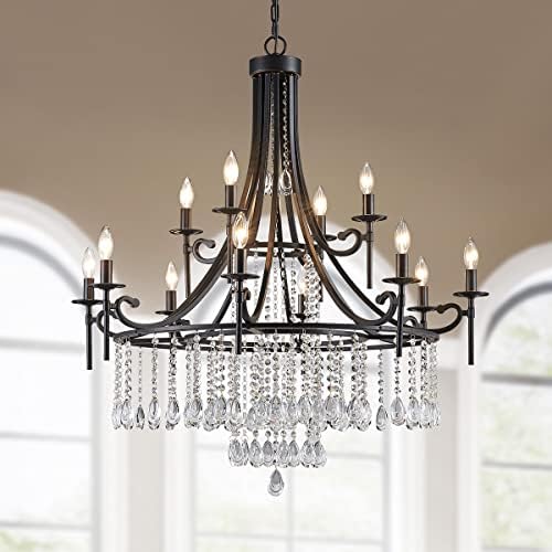 WUZUPS 12-Light Candle Chandelier Black