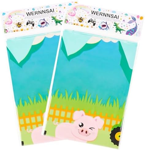 WERNNSAI 2 PCS Farm Table Cloth for Kids Party