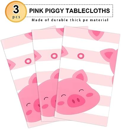 PHOGARY 3PCS Plastic Pink Pig Tablecloths 51x87