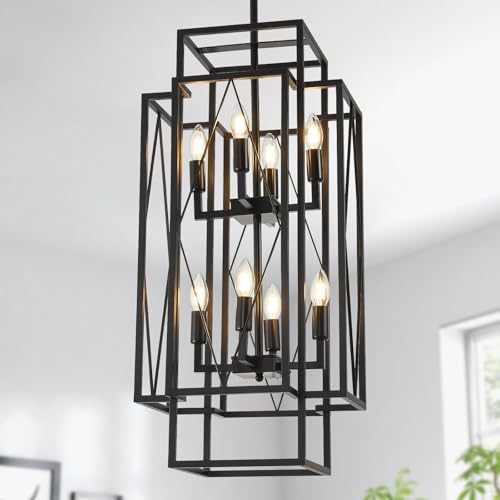 315 Inch Black Farmhouse Chandelier with 8 Lights
