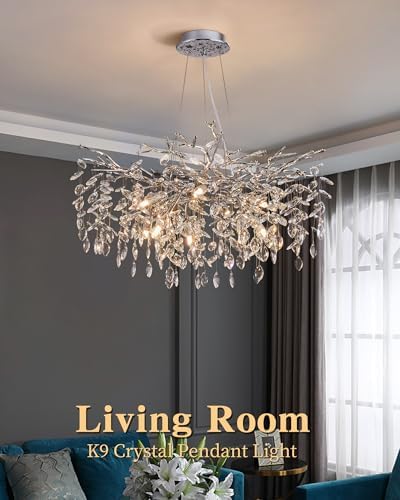 Modern Tree Branch Crystal Chandelier 10-Light Luxury Silver