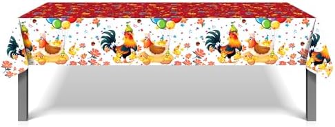 Lide Road Rooster Party Tablecloth 2 Pcs 54x87 Inch
