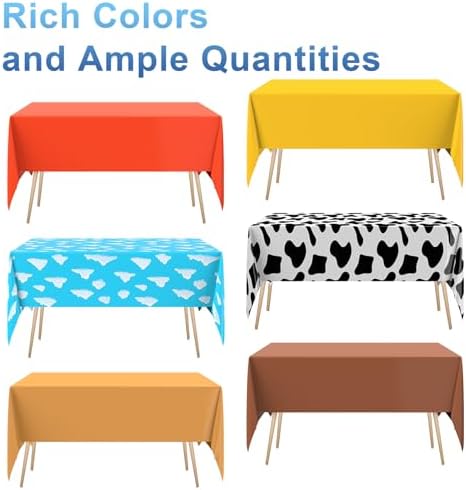 6 Pcs Plastic Rectangular Table Cover Set for Kids Birthday Party