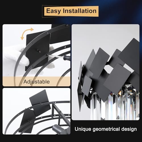 Modern Crystal Chandelier Black Round 7-Light Luxury Ceiling Light