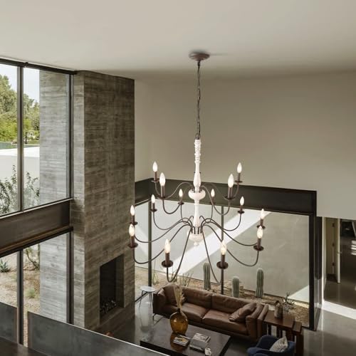 French Country 15 Light Chandelier for Dining Room and Living Room