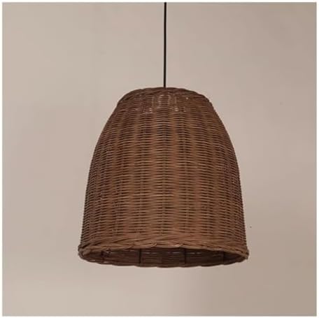 Bohemian Woven Rattan Chandelier - 35cm Brown Black Farmhouse Lighting