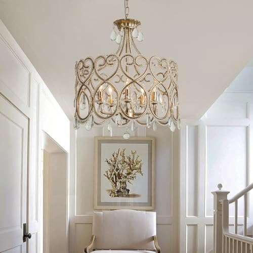 Antique Silver Crystal Chandelier with 5 Lights