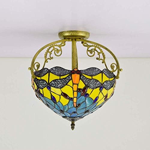 Yellow Dragonfly Glass Ceiling Light 12 Inch Modern Chandelier