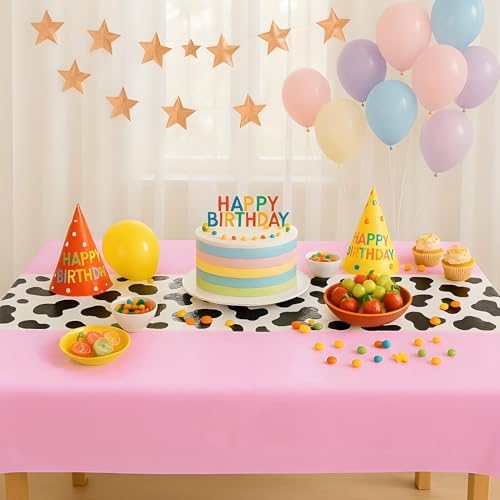 3 Pack Pink Cow Print Tablecloth 108 x 54 Inch Party Cover