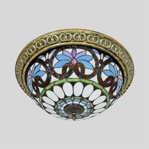 Baroque Stained Glass Ceiling Light 3 Lights Decorative Fixture