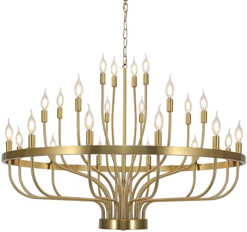 24 Light Gold Chandelier 3 Tier for Large Ceilings