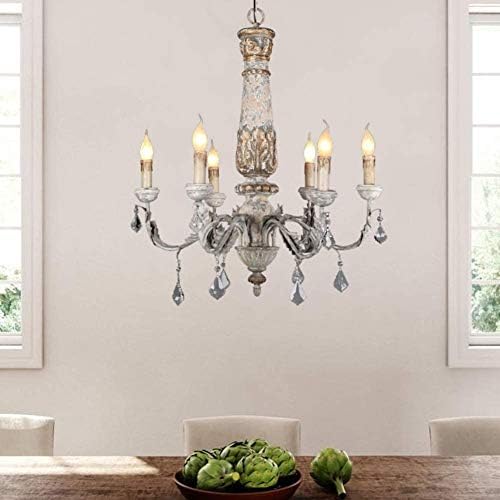6 Light Curved Arm Antique Chandelier for Living Room