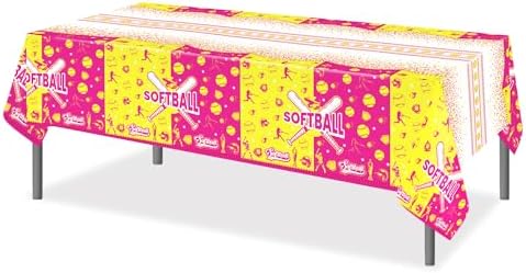 Softball Themed Tablecloths 54x87 Inch for Game Day Parties