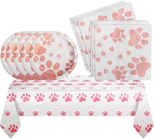 Puppy Birthday Decorations with 20 Plates and Napkins