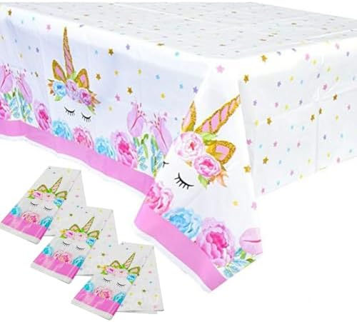 Extra-Large Unicorn Tablecloths 3 Pack for Birthday Party