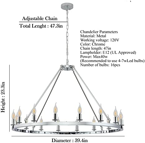 Modern Metal Wagon Wheel Chandelier 16 Light 47 Inch