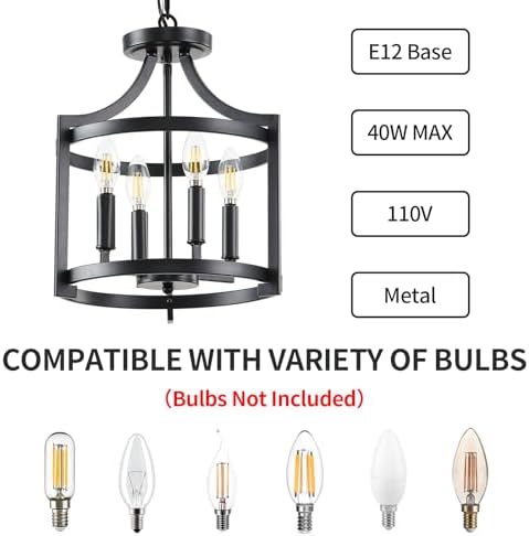 Black Modern Farmhouse Chandelier Dining Room Light