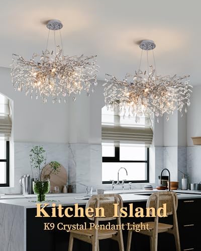 Modern Tree Branch Crystal Chandelier 10-Light Luxury Silver