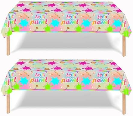 2 Pieces Paint Splatter Tablecloth for Art Party Decor