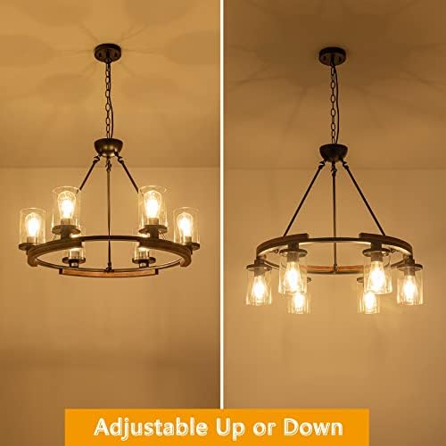 28-Inch Wagon Wheel Chandelier 6-Light Farmhouse Style