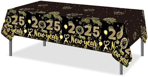 Lide Road Black Gold New Year Tablecloth 2Pcs 54x87In