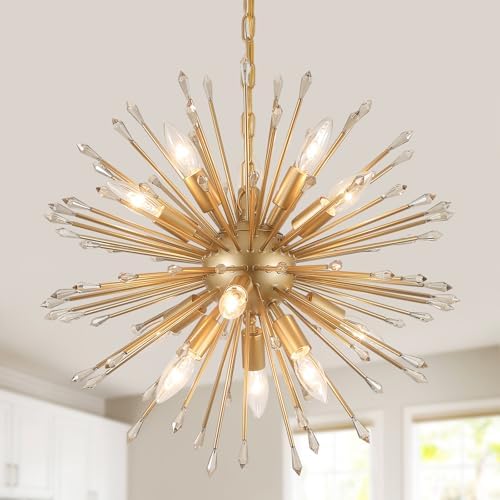 Modern Sputnik Chandelier Gold Firework 12-Light Design