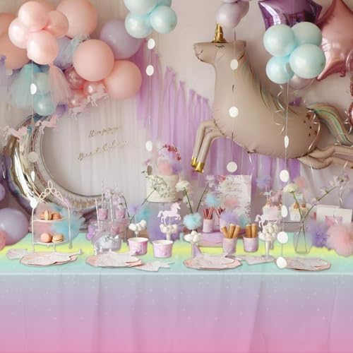 Pastel Rainbow Table Cloths 3-Pack - 86x51 Inches