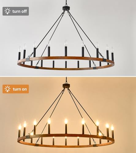 HHR 48 Inch Farmhouse Chandelier 20 Light E12