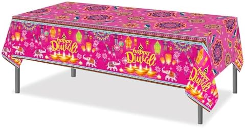 2 Pcs Happy Diwali Plastic Table Covers 54x87 Inches