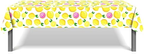 2-Pack Lemon Pattern Plastic Tablecloths 54x87 Inch Waterproof Summer Party Covers