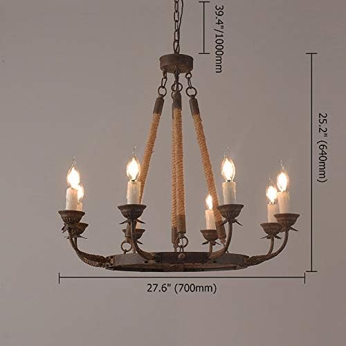 LOVEDIMA 8 Light Rustic Hemp Rope Chandelier
