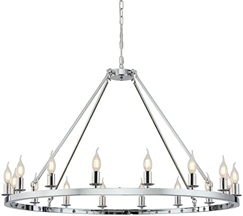 Modern Metal Wagon Wheel Chandelier 16 Light 47 Inch