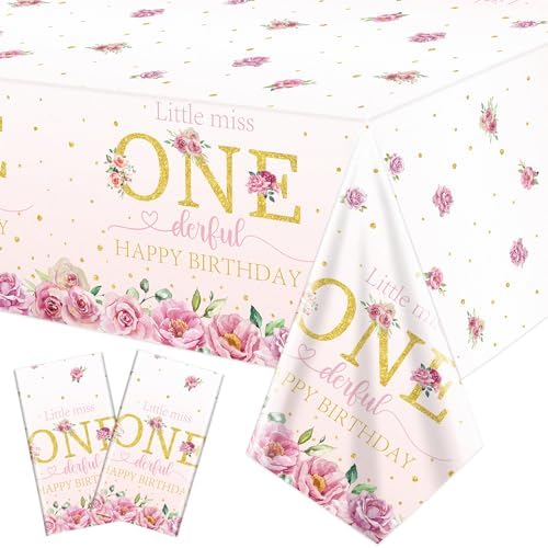 2 Pack Floral Little Miss Onederful 1st Birthday Tablecloths