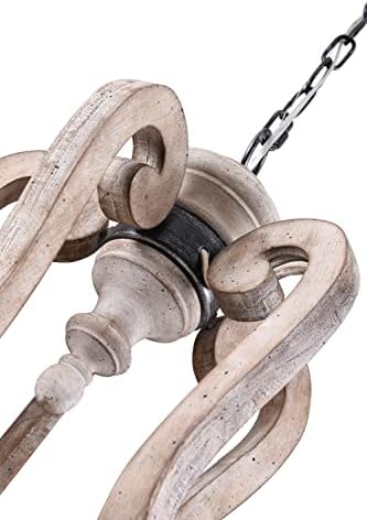 French Country 5-Light Wood Chandelier with Antique Finish