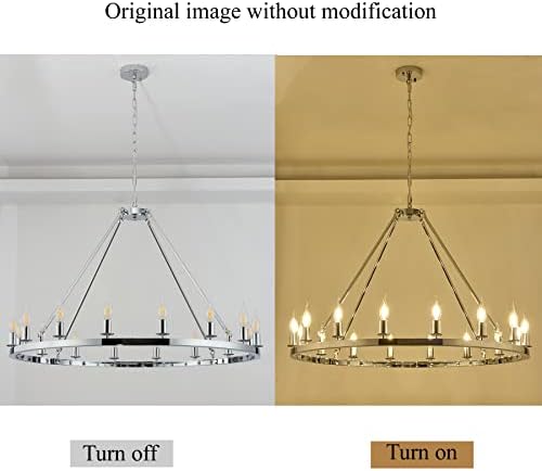 Modern Metal Wagon Wheel Chandelier 16 Light 47 Inch