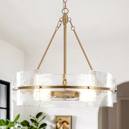 Modern Gold Glass Chandelier for Dining Room and Living Space