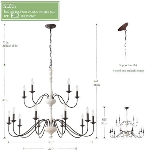 French Country 15 Light Chandelier for Dining Room and Living Room