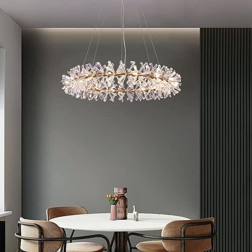 Modern Crystal Chandelier D24 Gold Ring Ceiling Light Fixture