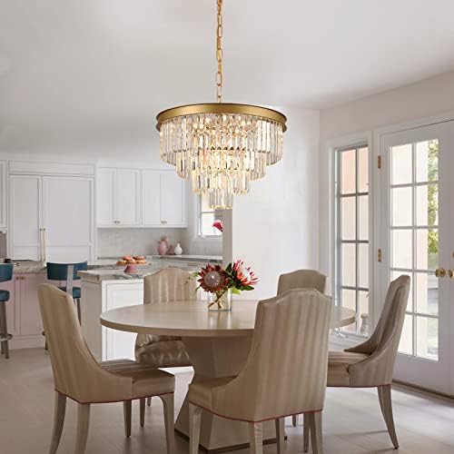 Modern Crystal Chandelier Gold 24 Inch Round Lighting Fixture