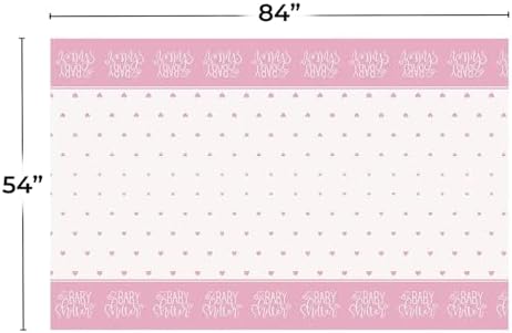 Fun Express 54 x 84 Pink Hearts Baby Shower Tablecloth