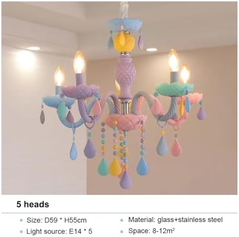 Modern Romantic Rainbow Crystal Chandelier with 5 Heads