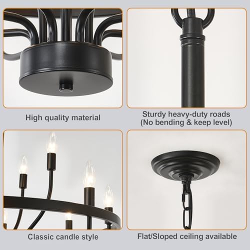 48 Inch Black Chandelier for Dining Room with 33 Lights