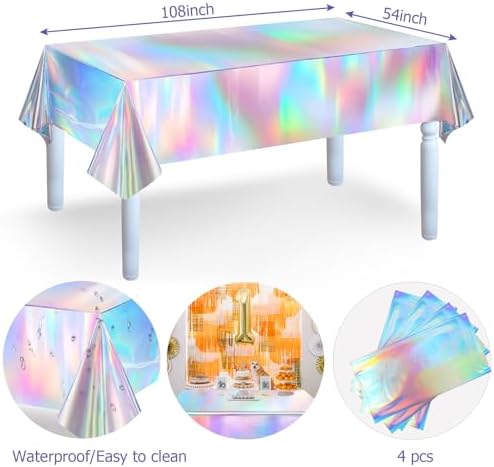 BOMSI Iridescent Laser Tablecloth for Parties