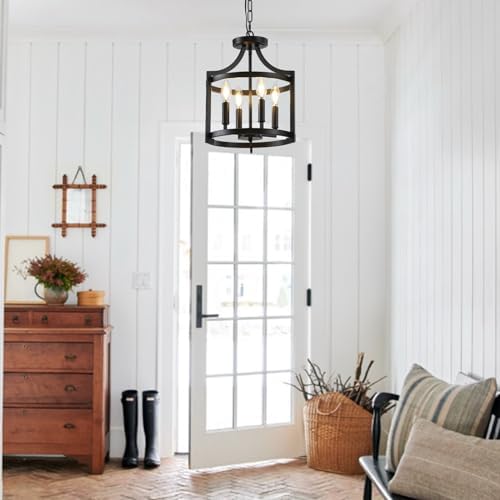 Black Modern Farmhouse Chandelier Dining Room Light