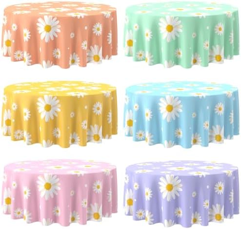 Oudain 6 Pcs Daisy Tablecloths 84 Inch Boho Floral Table Covers