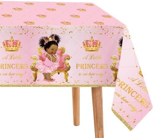 Yuzioey 3 Pack Princess Tablecloths - Royal Pink Baby Shower Decorations