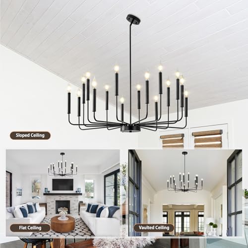 Qamra 16-light Black Chandelier for Dining Room