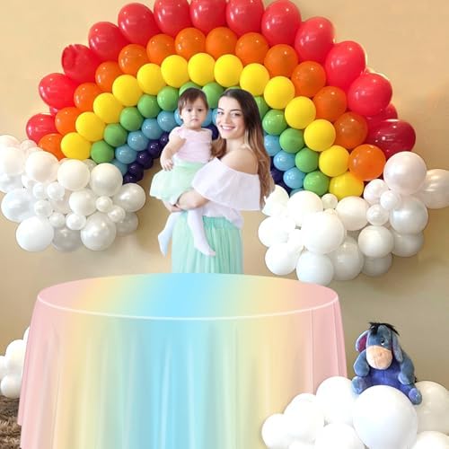 Rainbow Tablecloth 3 Pack 84in Round Party Use